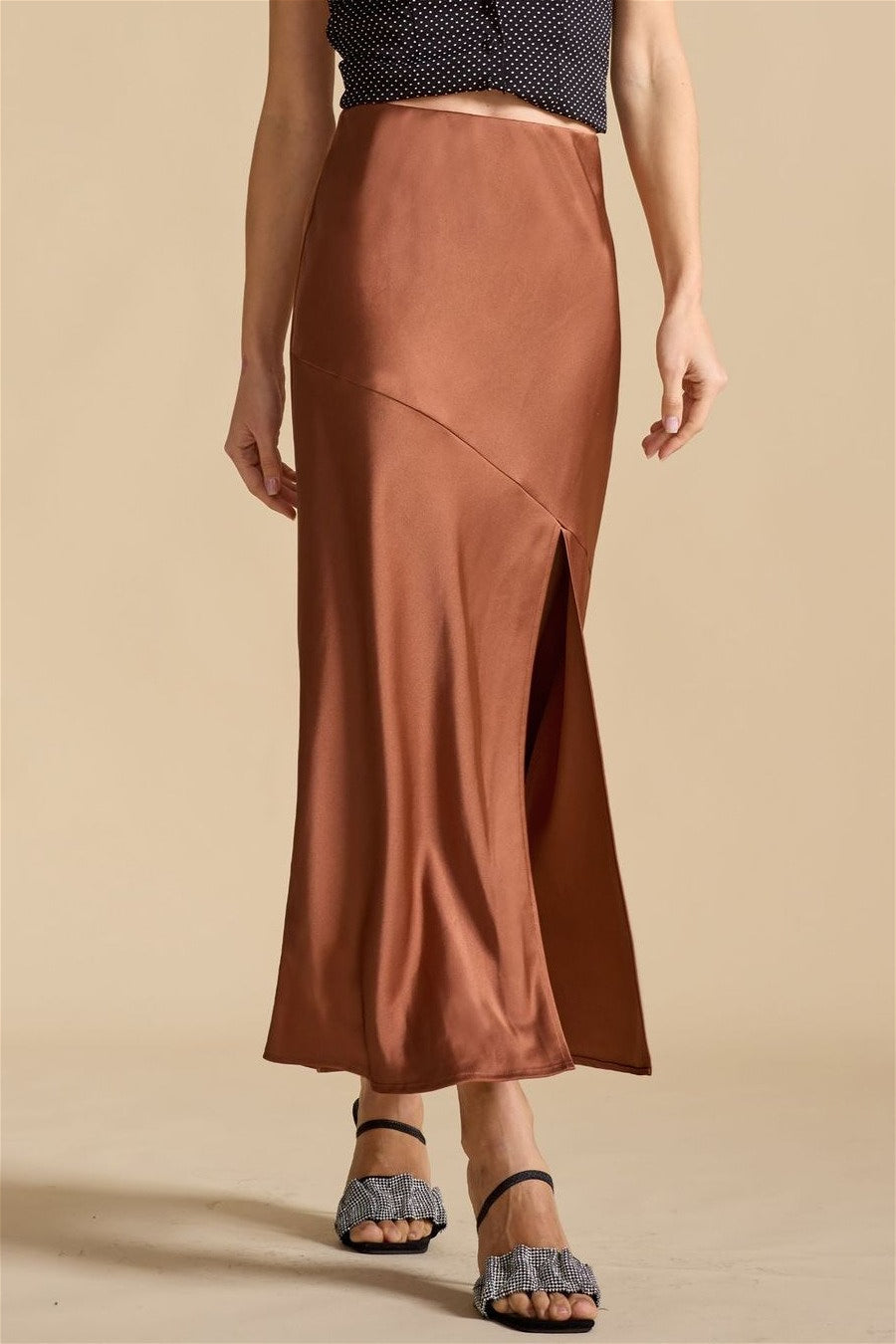 Elegant Satin Slit Bodycon Maxi Skirt image 4