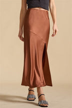 Elegant Satin Slit Bodycon Maxi Skirt image 4