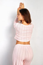 Soft Casual Cutout Jacquard Two Piece Set image 3