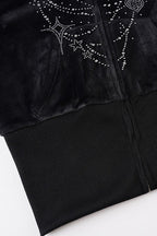Gothic Rhinestone Fur Paneled Slim Hoodie image 8
