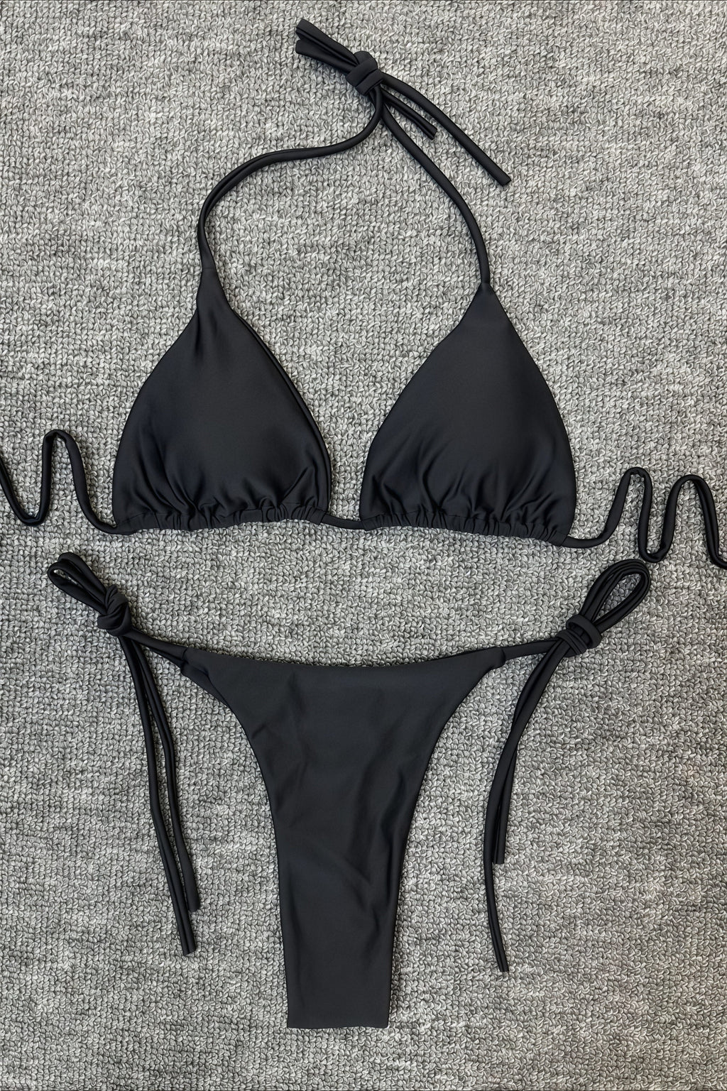 Chic Solid High Waist Halter Triangle Bikini Sets image 4