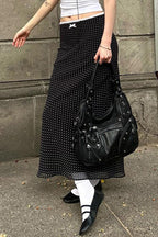 Lace Trim Polka Dot Bodycon Skirt image 1