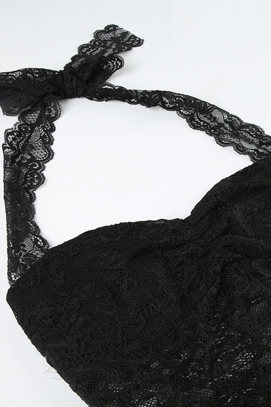 Ruched Tie Lace Sexy Slim Halter Top image 6