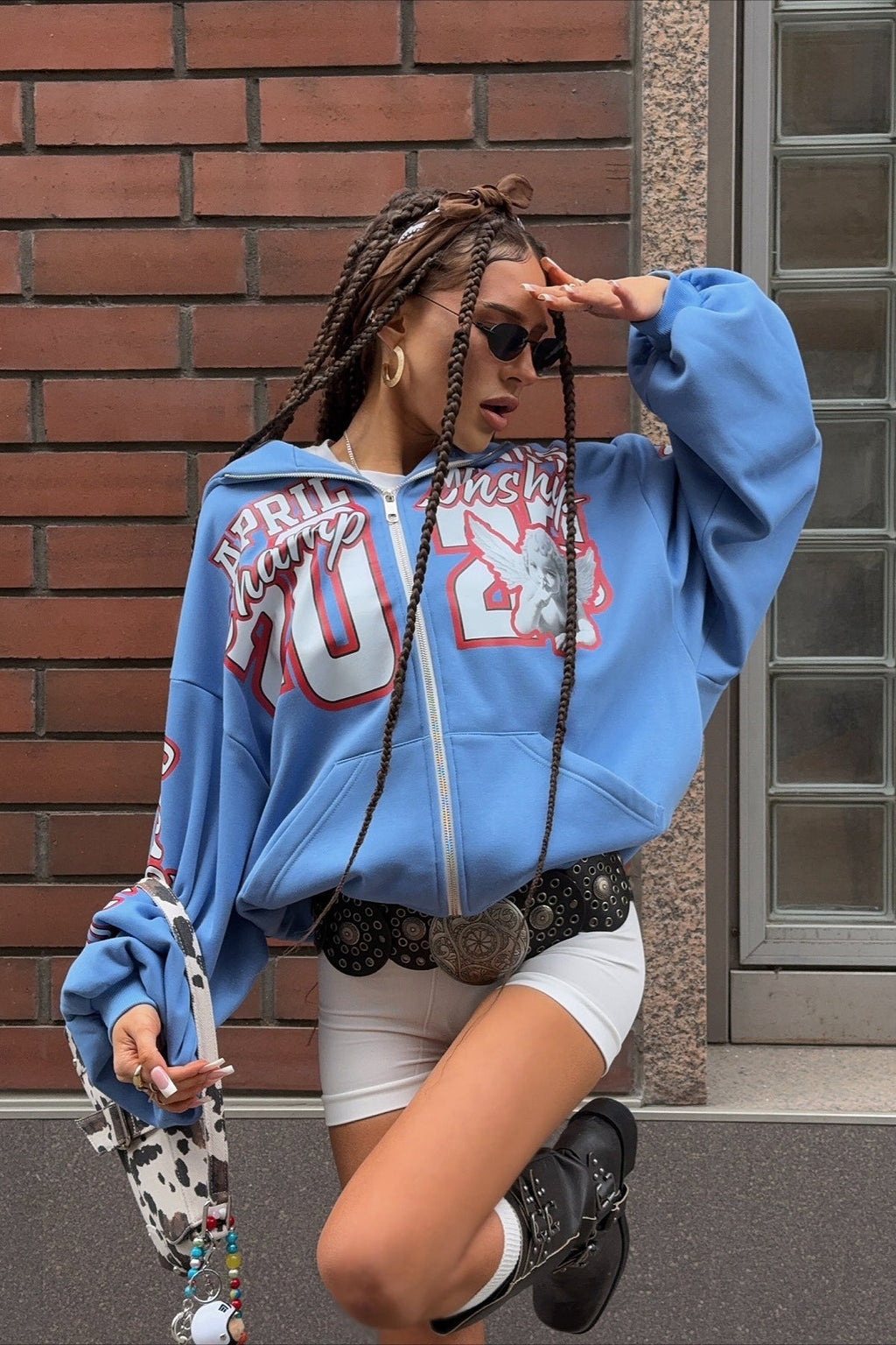 Heavyweight Printed Zip Up Hoodie image 1