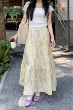 Monet Garden Yellow Floral Midi Skirt image 5