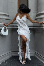 Cami Slit Patchwork Ruffle Sexy Maxi Dress image 4