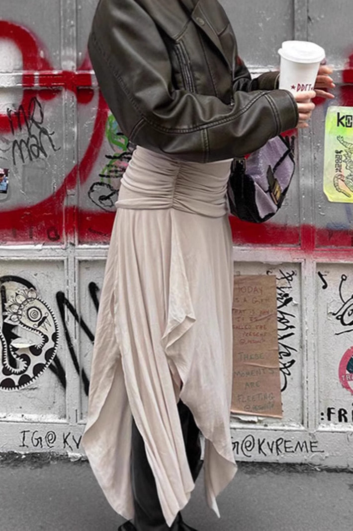 Ruched Split Asymmetrical Maxi Skirt image 5
