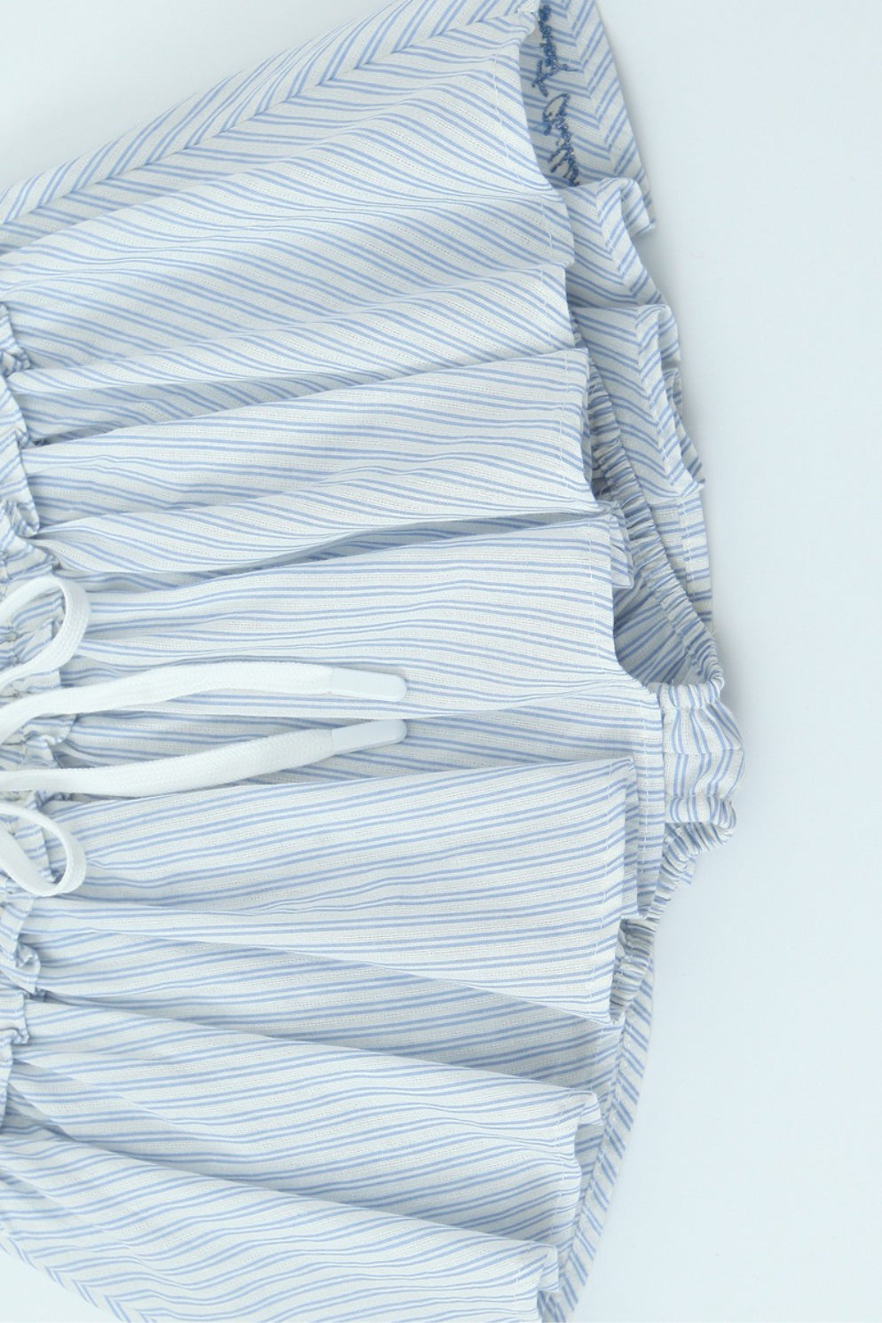 Striped Long Sleeve Shirt High Waist Tie Mini Skirt Set image 12