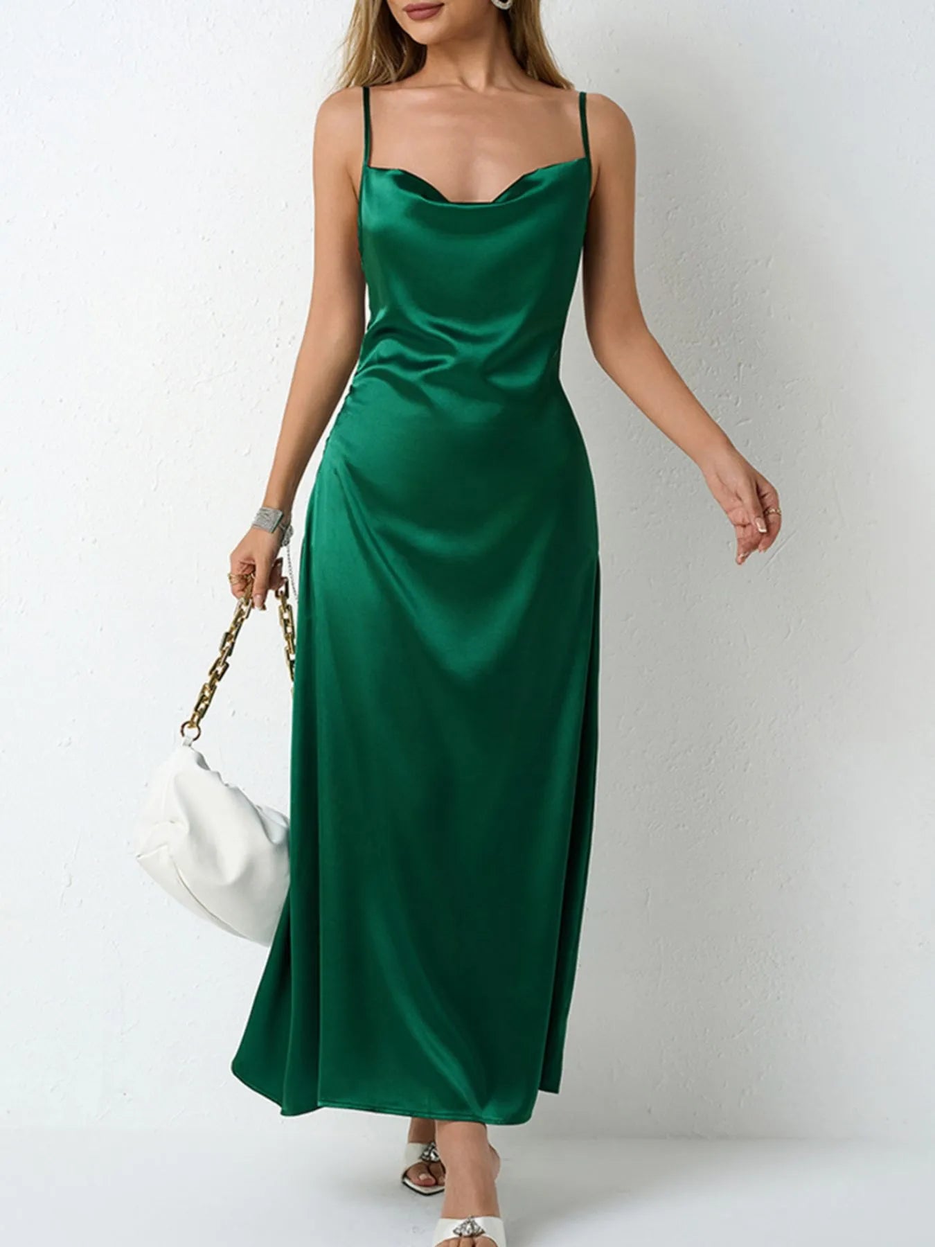 Paloma Satin Dress styled for Avrienne