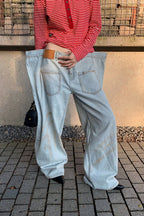 Distressed Ruched Wide Leg Designer Pocket Jeans image 2