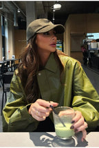 Vintage Green Faux Leather Jacket image 2
