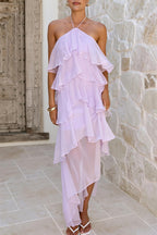 Tiered Ruffle Chiffon Print Maxi Dress image 7