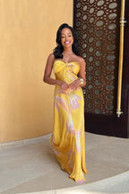 Print Backless Strapless Beach Maxi Dress image 4