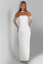 Sheer Sleeve Bustier Gown Formal Dress image 1