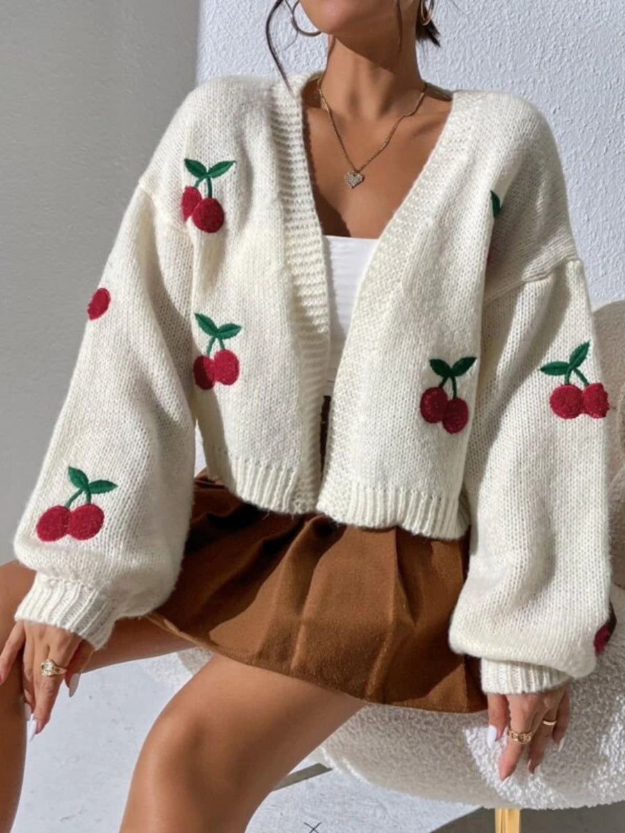 Embroidered Open Front Cardigan image 3