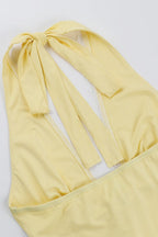 Solid Lace Trim Patchwork Deep V Halter Top image 7