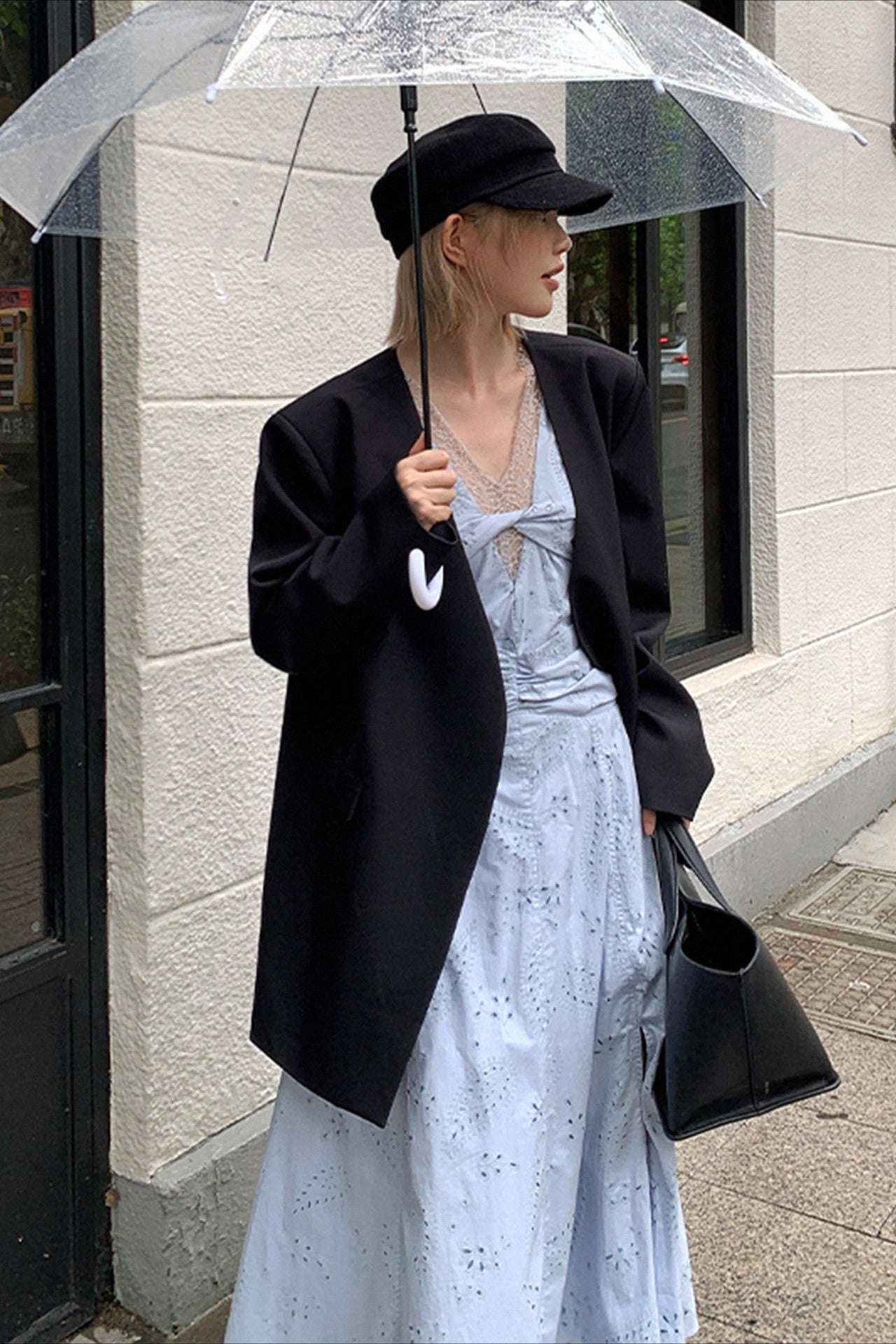 Oversized Black Casual Blazer image 1