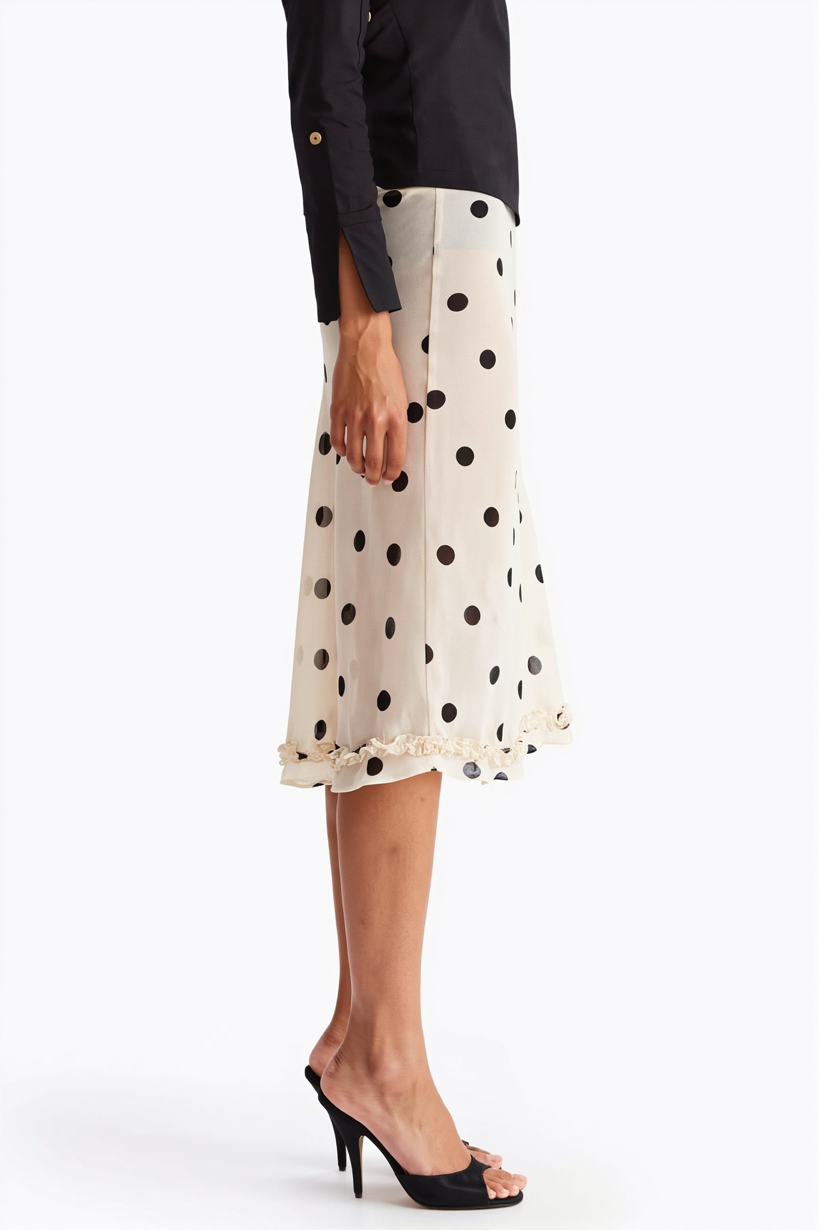Sheer Polka Dot Casual High Waist Skirt image 3