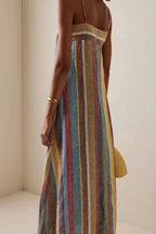 Striped Printed Strap Boho Dress image 9