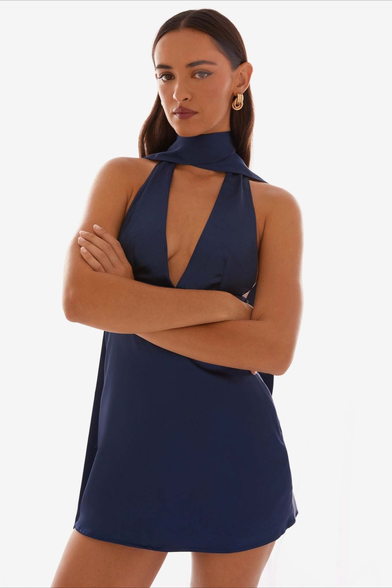 Deep V Backless Ribbon Cocktail Dress image 5