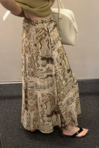Vintage Print Beaded Belt A Line Maxi Skirt image 5