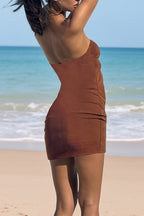 Elegant Strapless Cutout Bodycon Resort Mini Dress image 4