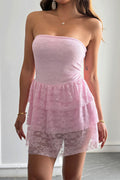 Sexy Lace Strapless Tiered Mini Dress image 1