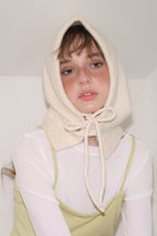 Solid Wool Drawstring Oversized Knitted Balaclava Hat image 3