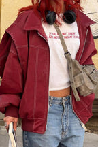Colorblock Faux Leather Zip Jacket image 2