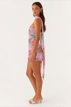 Sexy Strapless Chiffon Print Bodycon Club Mini Dress image 5