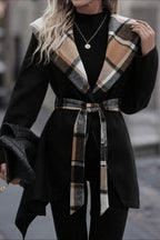 Plaid Patchwork Belted Wool Coat image 3