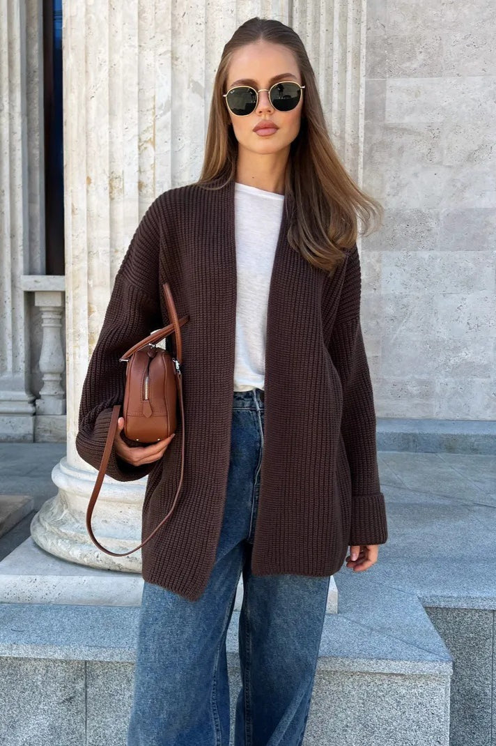 Relaxed Cozy Tie Waist Knit Cardigan image 16