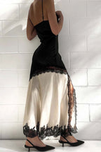 Lace Ruffled Patchwork Asymmetrical Spaghetti Strap Slit Maxi Dress image 7