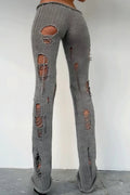 Solid Cutout Distressed Slim Edgy Pants image 1