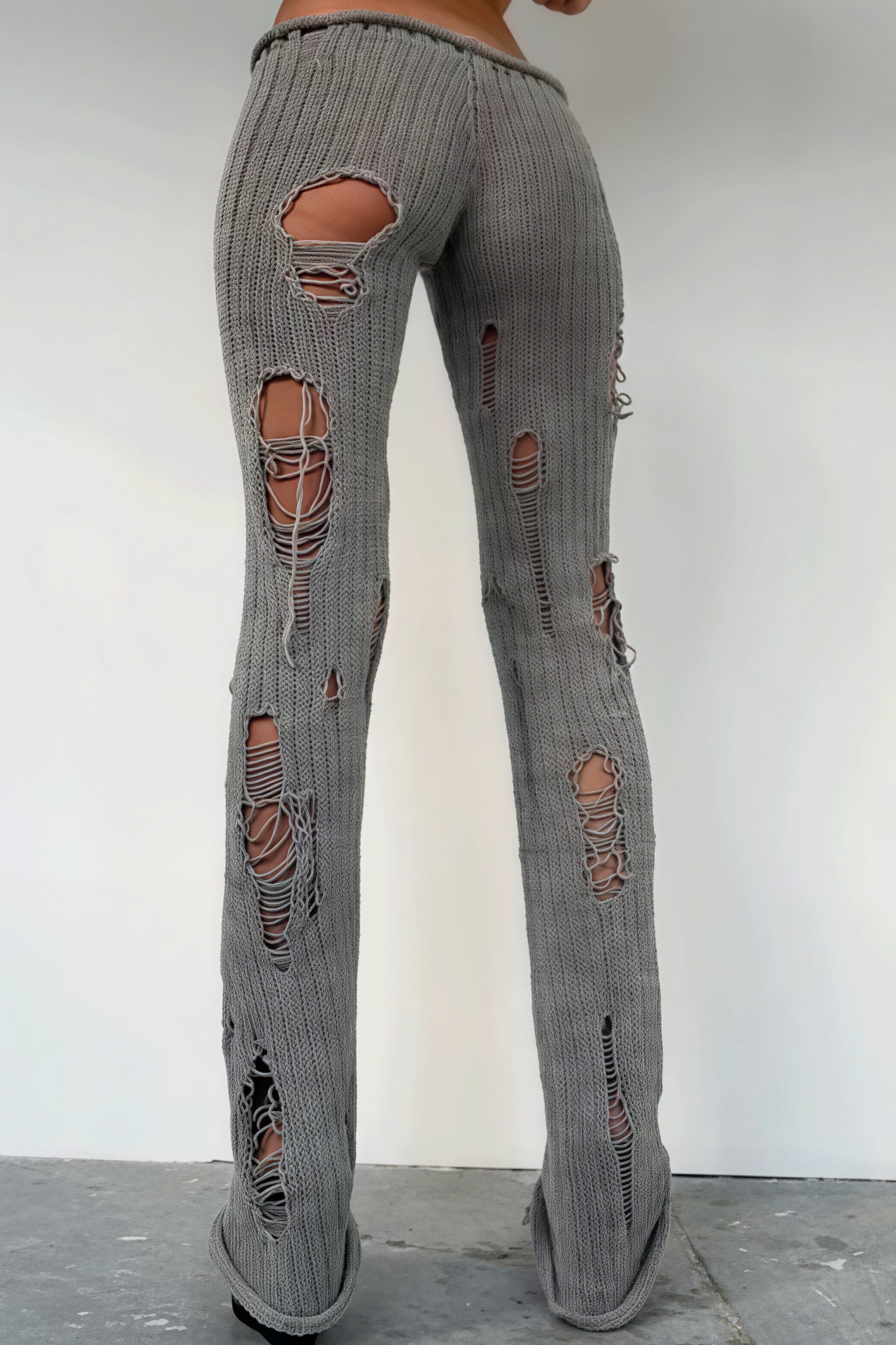 Solid Cutout Distressed Slim Edgy Pants image 1