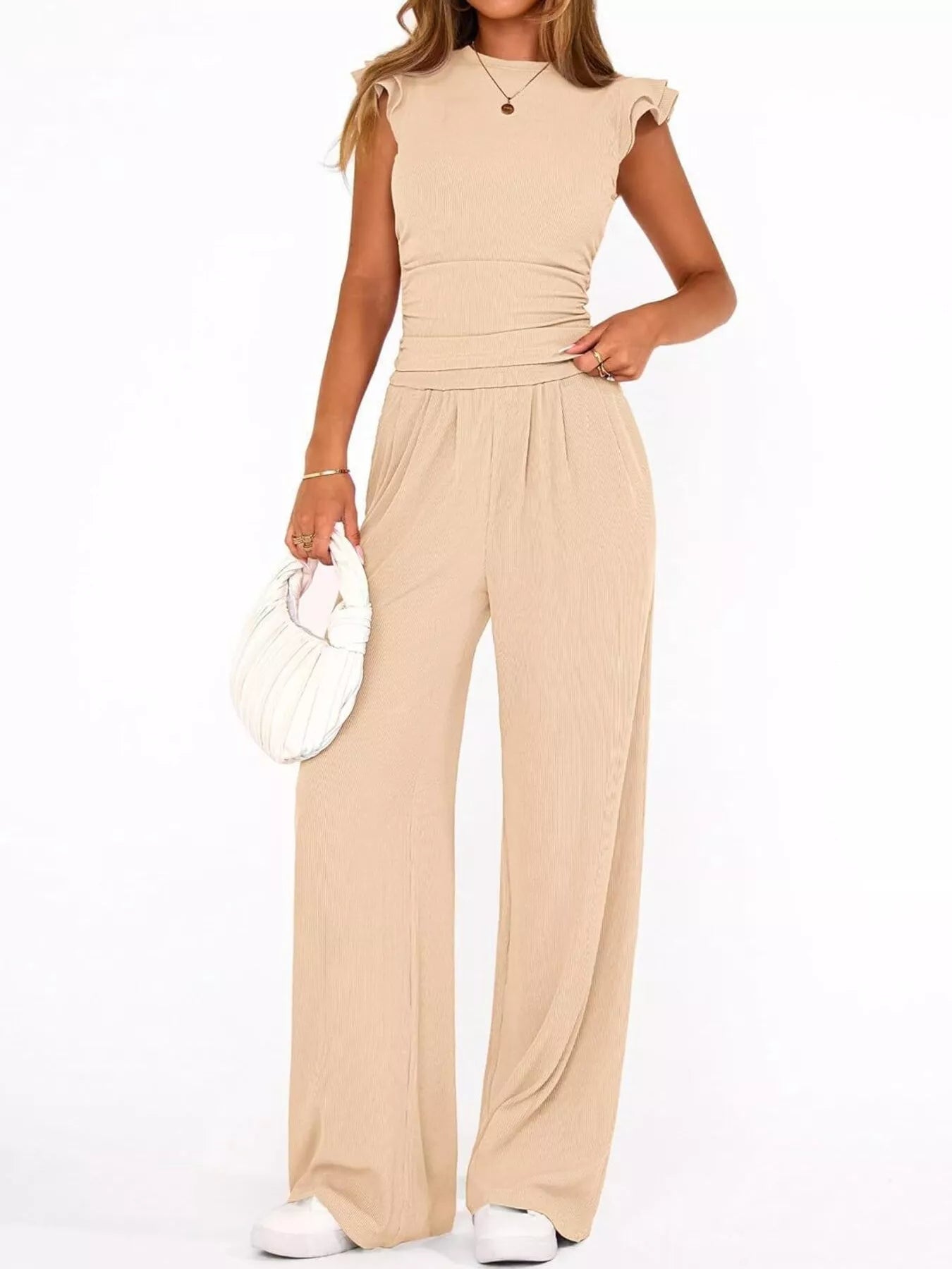 Margot Wide Leg Set detail view styled for Avrienne