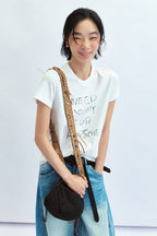 Letter Print Crew Neck Fitted T‑shirt image 4