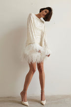 Backless Sequin Feather Mini Dress image 3