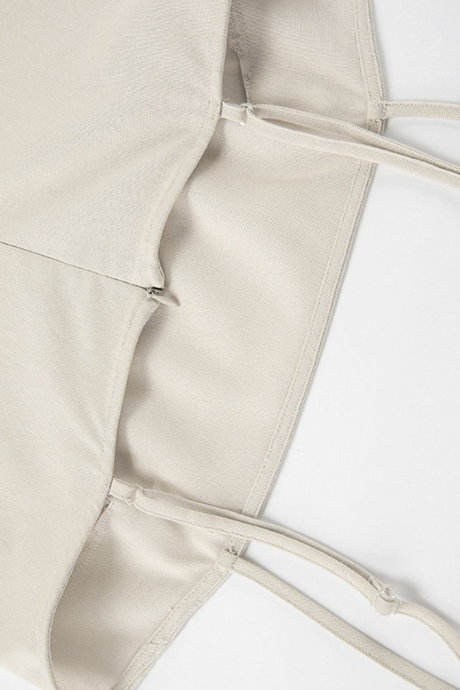 Khaki Linen Cotton Cami Loose Office Maxi Dress image 5