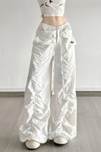 White Drawstring Wide-Leg Cargo Pant image 3