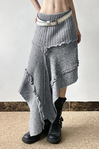 High Waist Asymmetrical Knit Skirt image 2