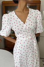 Cotton Printed Puff Sleeve Midi Dress image 10