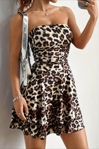Off Shoulder Leopard Wrap Mini Dress image 1