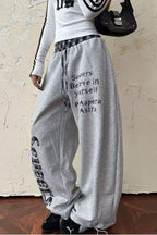 Plaid Patchwork Letter Graphic Baggy Sweat Pants image 6