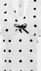 French Style Polka Dot V-Neck Bodycon Maxi Dress image 4