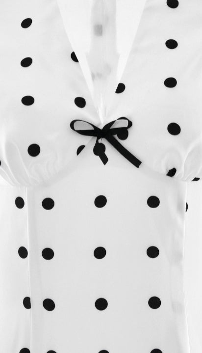 French Style Polka Dot V-Neck Bodycon Maxi Dress image 4