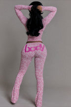 Contrast Letter Vneck Slim Two Piece Set image 7