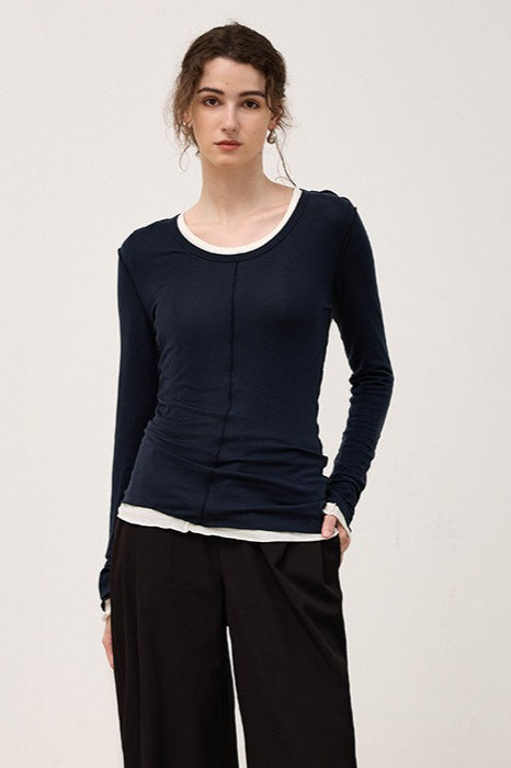 Tencel Wool Blend Round Neck Knit Top image 12