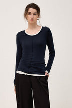 Tencel Wool Blend Round Neck Knit Top image 12