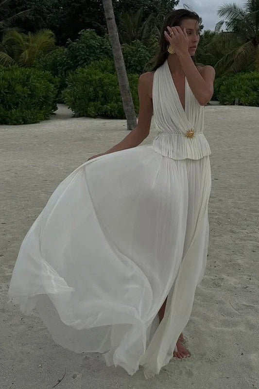 Pleated Halter Top Boho Dress image 17